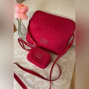 🎈SOLD🎈Michael Kors red soft shell fabric crossbody with wallet
